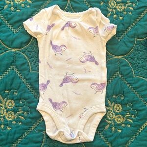 Carter's Cream Lavender Bird Print Bodysuit